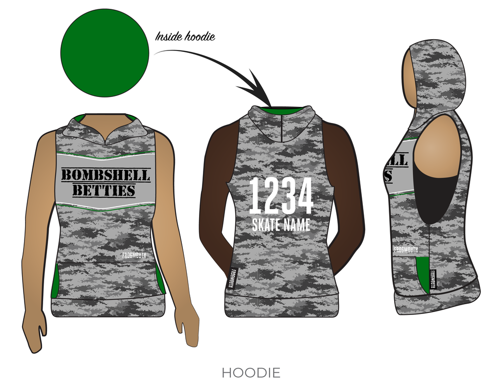 Ridgecrest Roller Derby Bombshell Betties Uniform Sleeveless Hoodie Frogmouth