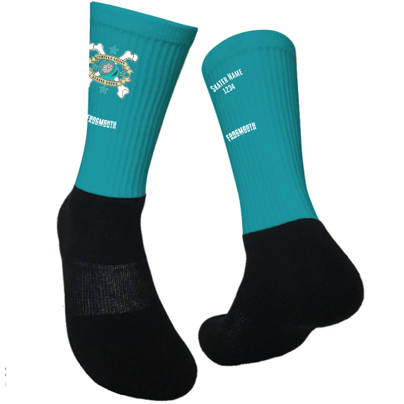 Chippewa Valley Roller Derby Uniform Skate Socks Teal Frogmouth