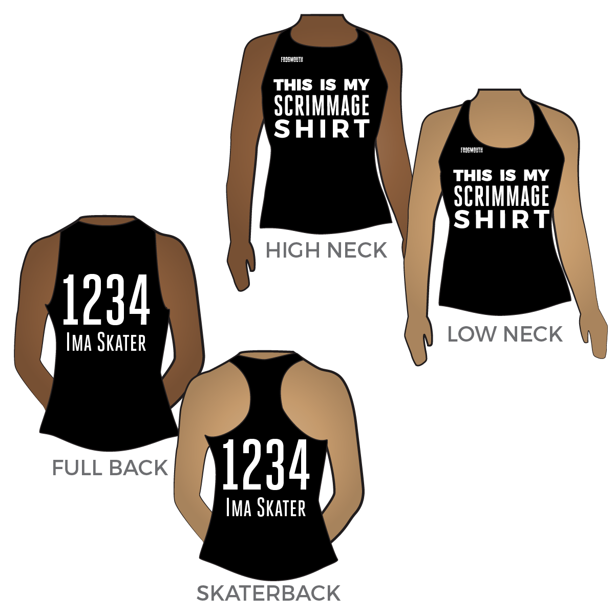 Frogmouth—Skater-Made Roller Derby Uniforms & Practicewear. XS to 6XL.